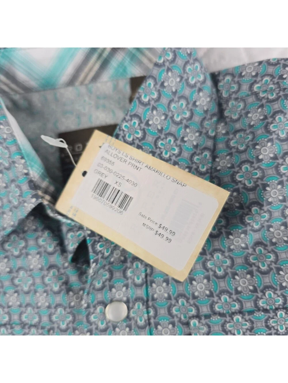 Roper Boys XS 4/5 Blue Foulard Pearl Snap Western Cowboy Shirt NWT